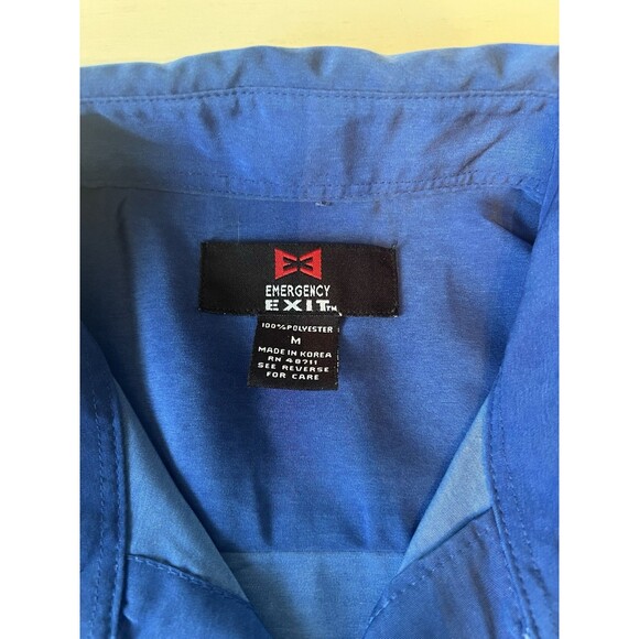 Vintage 90s Emergency Exit Men’s Medium Blue Tribal Dragon Button Up Shirt - Picture 2 of 3